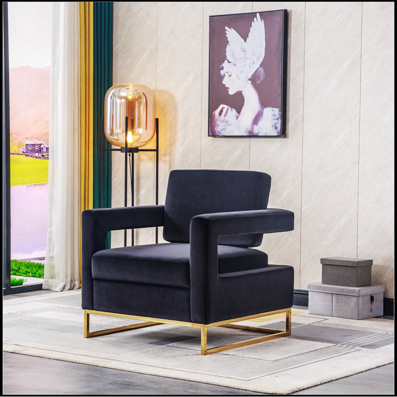 Mercer41 Modern Velvet Accent Chair Elegant Armchair with Stainless Steel Base Solid base frame comfortable durable beautiful Simple and modern Wayfair